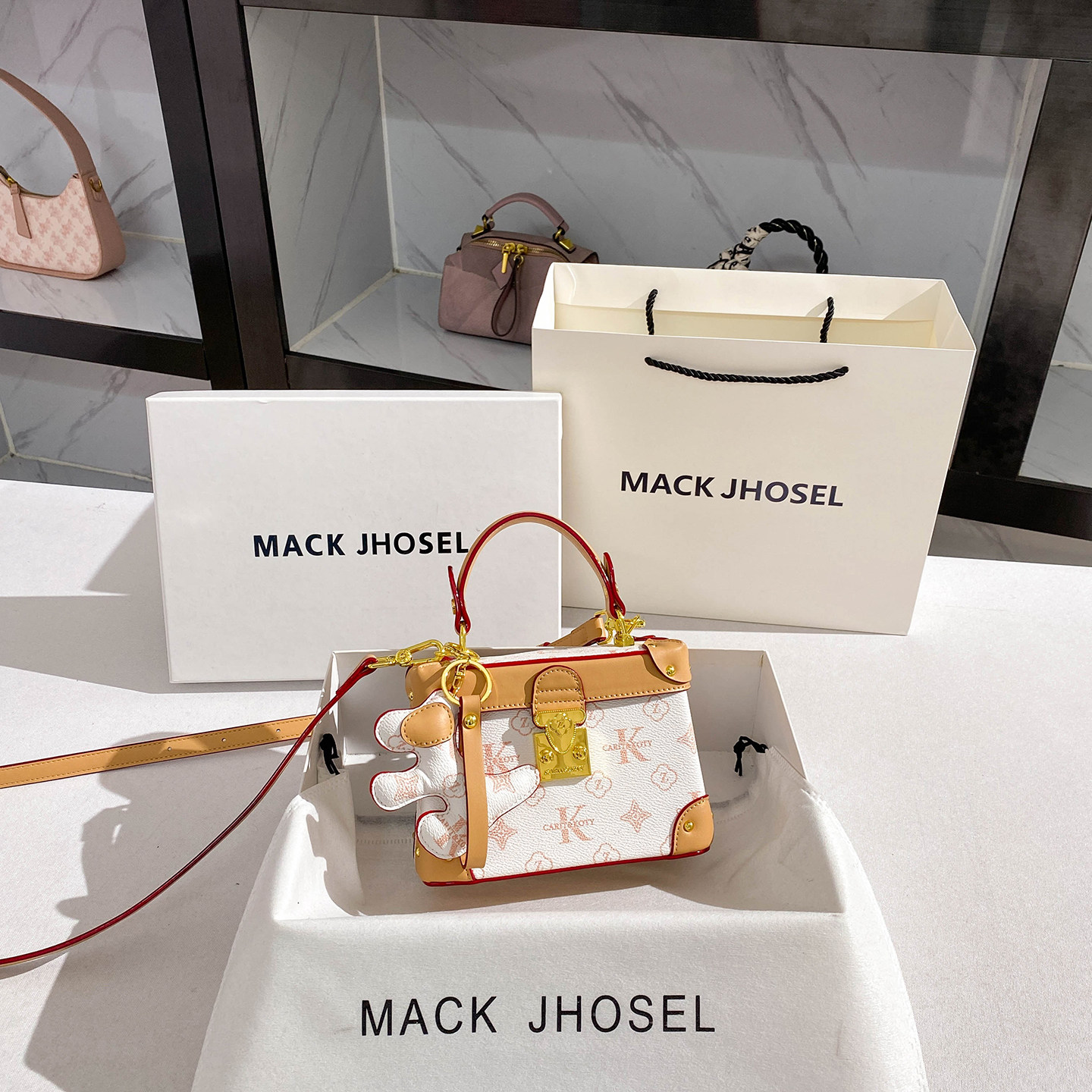 MACKJHOSEL小众撞色老花盒子包包