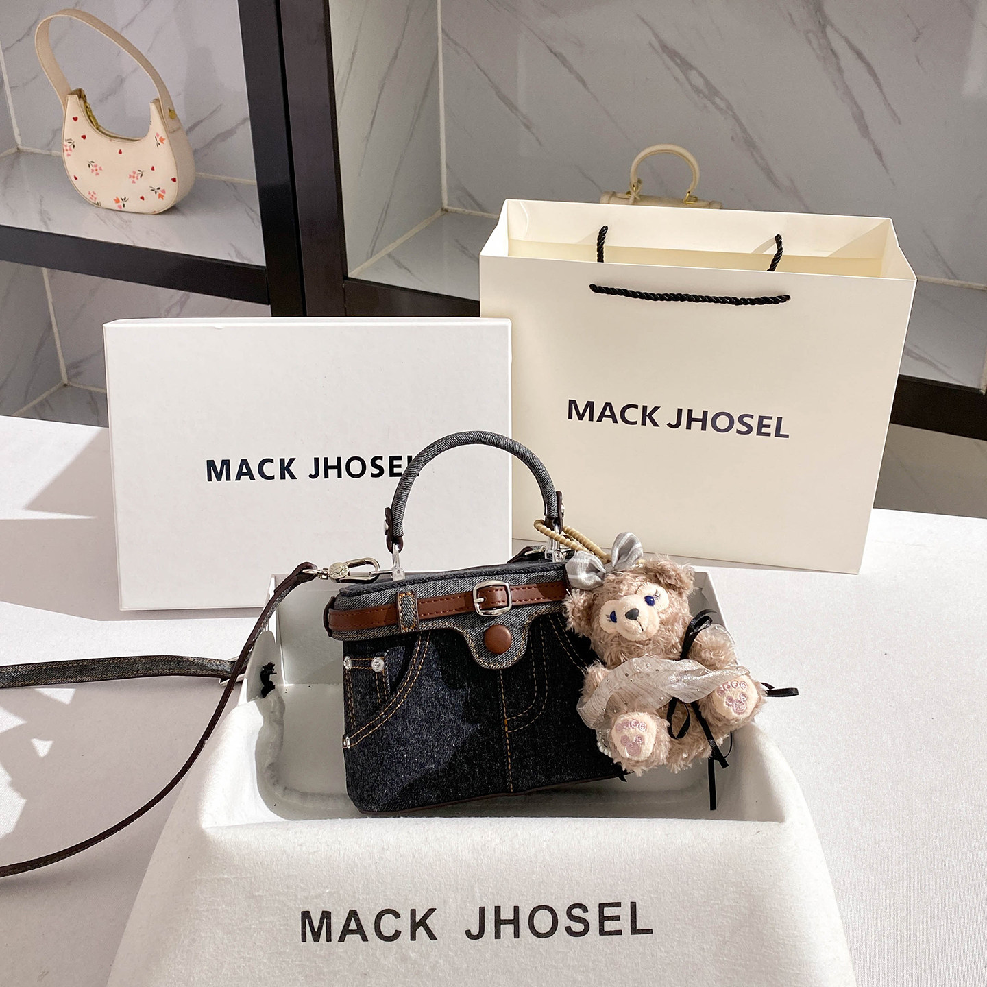 MACK JHOSEL复古牛仔布盒子包包2026春夏新款手提包高级感小方包