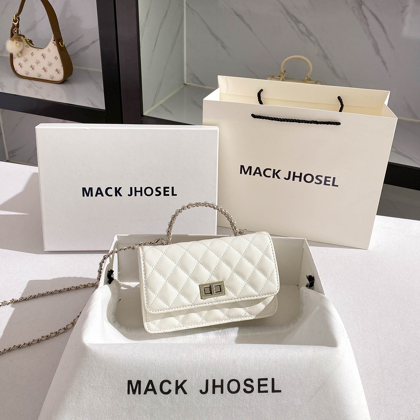 MACK JHOSEL精致小香风菱格手提包包女士2026新款迷你链条斜挎包,箱包皮具/热销女包/男包,通用款女包,淘宝优惠券,粉丝福利购,淘宝优惠卷