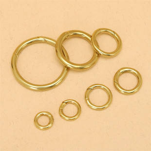 黄铜圆形弹簧扣 纯铜圆环活动开口弹簧圈diy五金女包配件钥匙扣