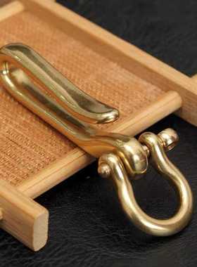 纯黄铜男士挂腰钥匙扣U形钩财布钩配大号马蹄扣皮带腰挂车铜挂扣