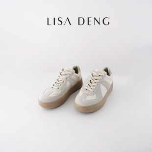 百搭复古厚底5公分暴走不累牛皮反绒休闲鞋 LISADENG 饼干德训