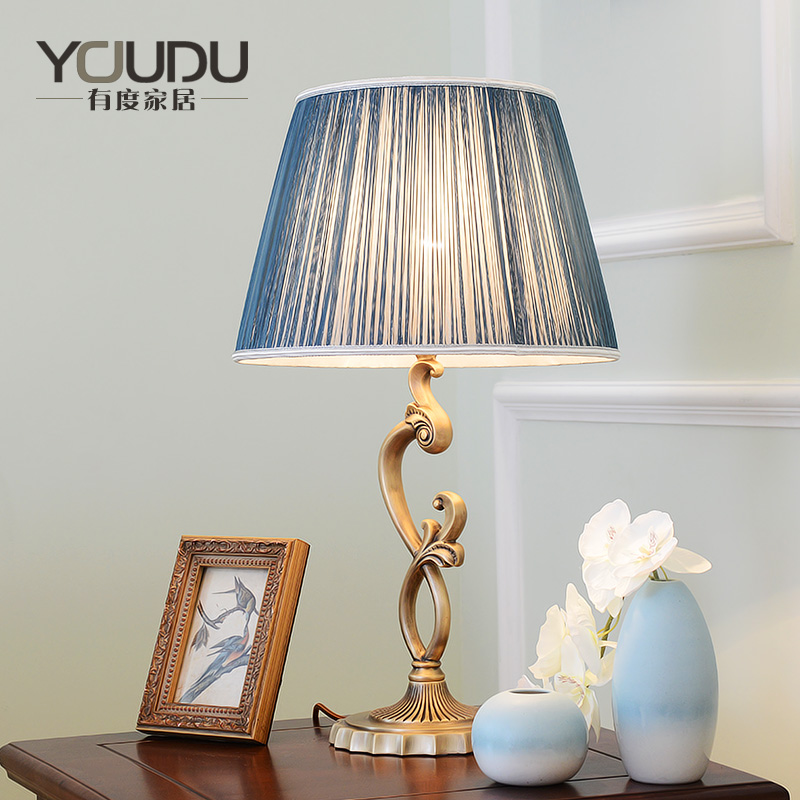 欧式全铜卧室台灯美式客厅床头灯田园台灯婚庆别墅装饰台灯落地灯
