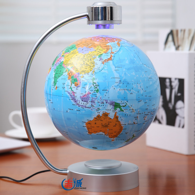 磁悬浮地球仪发光能自转8寸20cm公司创意礼品办公室摆件高32c