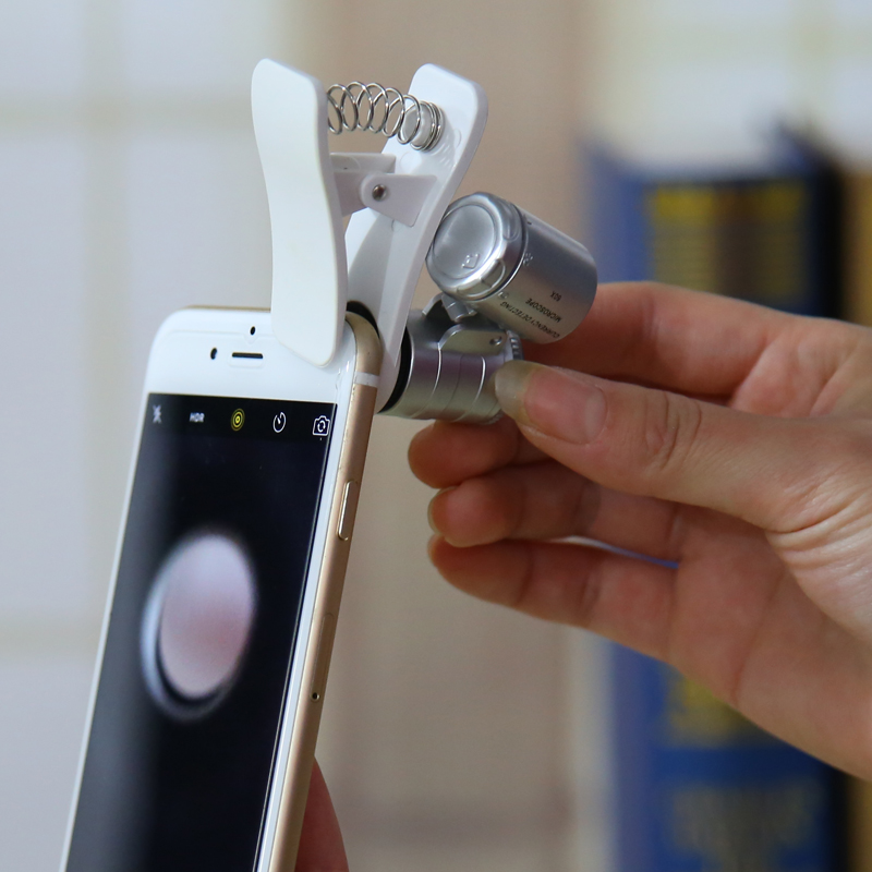 志诚 手机放大镜带灯60倍便携珠宝鉴定显微镜镜头通用夹子 拍照片