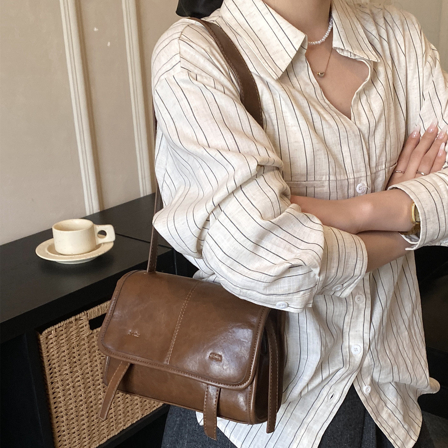 早春森系小众学院风邮差包女2026新款文艺复古时尚百搭单肩斜挎包,箱包皮具/热销女包/男包,小方包,淘宝优惠券,粉丝福利购,淘宝优惠卷