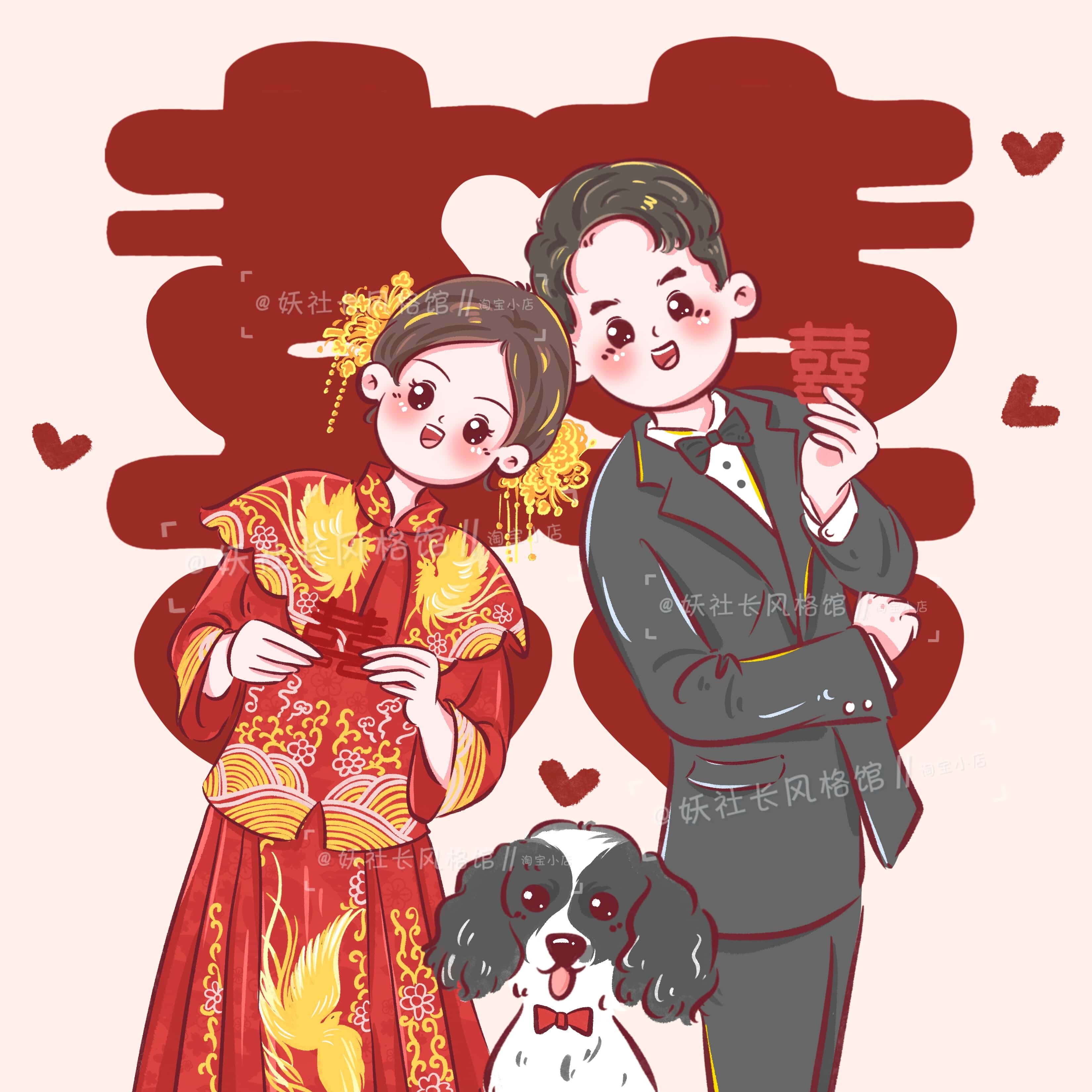 [我要变成装饰画]定制可爱手绘头像代画二次元卡通漫画情侣婚礼礼