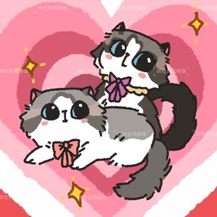 猫咪狗狗宠物肖像定制 照片手绘可爱头像线条Q版卡通漫画代画贴纸