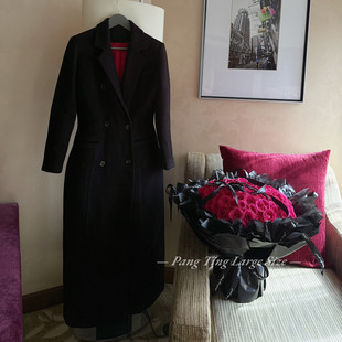 胖婷大码定制胖mm「权威红底」秋冬加棉红底收腰显瘦毛呢大衣外套