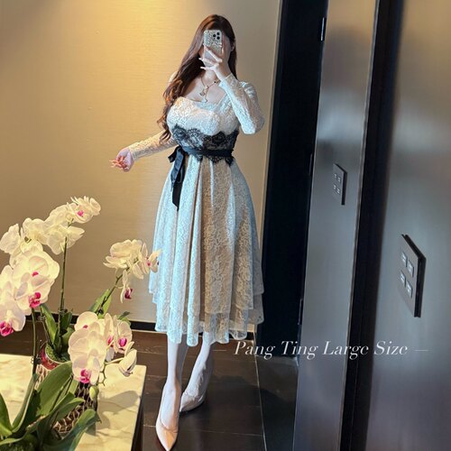 胖婷大码定制古早风甜美连衣裙女
