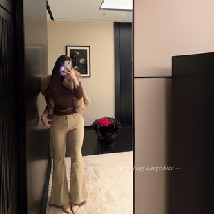 显瘦弹力微喇丰胯牛仔裤 」老钱风修身 定制胖mm「韩女神裤 胖婷大码