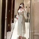 连衣裙女 加绒蕾丝喇叭袖 胖婷大码 定制胖mm「莉莉丝小姐」秋冬法式