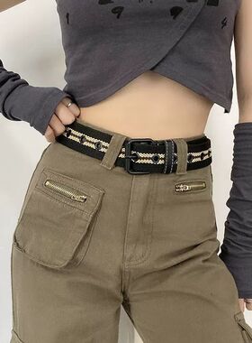 帆布针扣腰带男女皮带裤带学生加长休闲户外韩版百搭青年工装