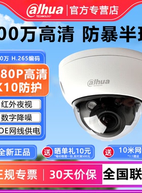 大华200万防暴监控摄像头H.265 DH-IPC-HDBW1230R网络半球POE供电
