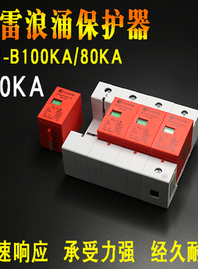 浪涌保护器100KA 80KA 1P2P电涌防雷器 3P避雷器 4P三相防雷开关