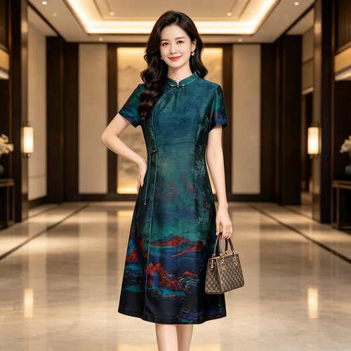 香薇姿真丝香云纱旗袍女夏季新款