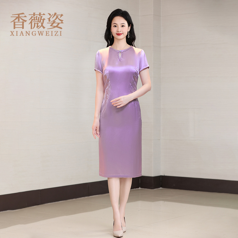 夏季喜婆婆婚宴装2025新款旗袍女中式高端大气上档次妈妈订婚礼服