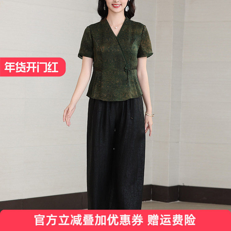 桑蚕丝香云纱t恤女款2025新款爆款女士高端品牌夏季真丝妈妈上衣