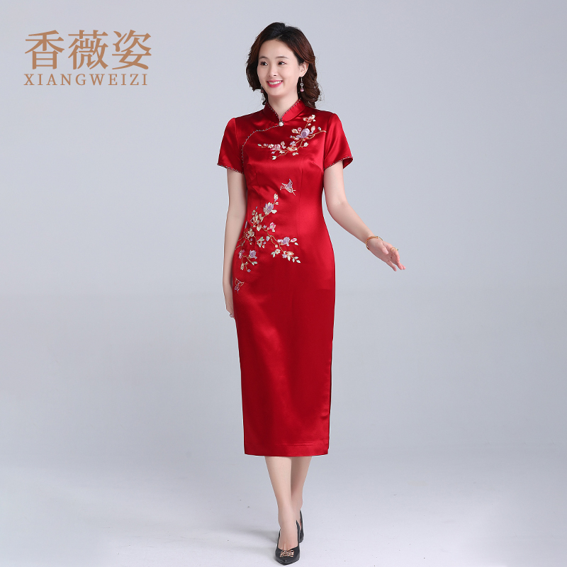 香薇姿新中式宴会中国风刺绣旗袍