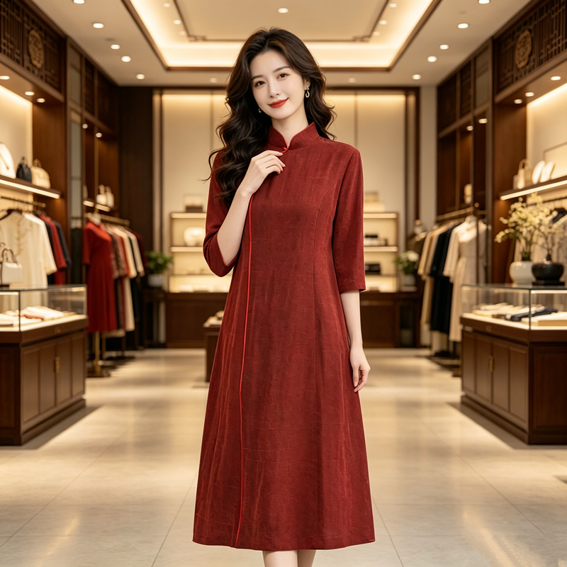 真丝香云纱连衣裙妈妈婚宴礼服喜婆婆旗袍夏季2026新款高级感裙子