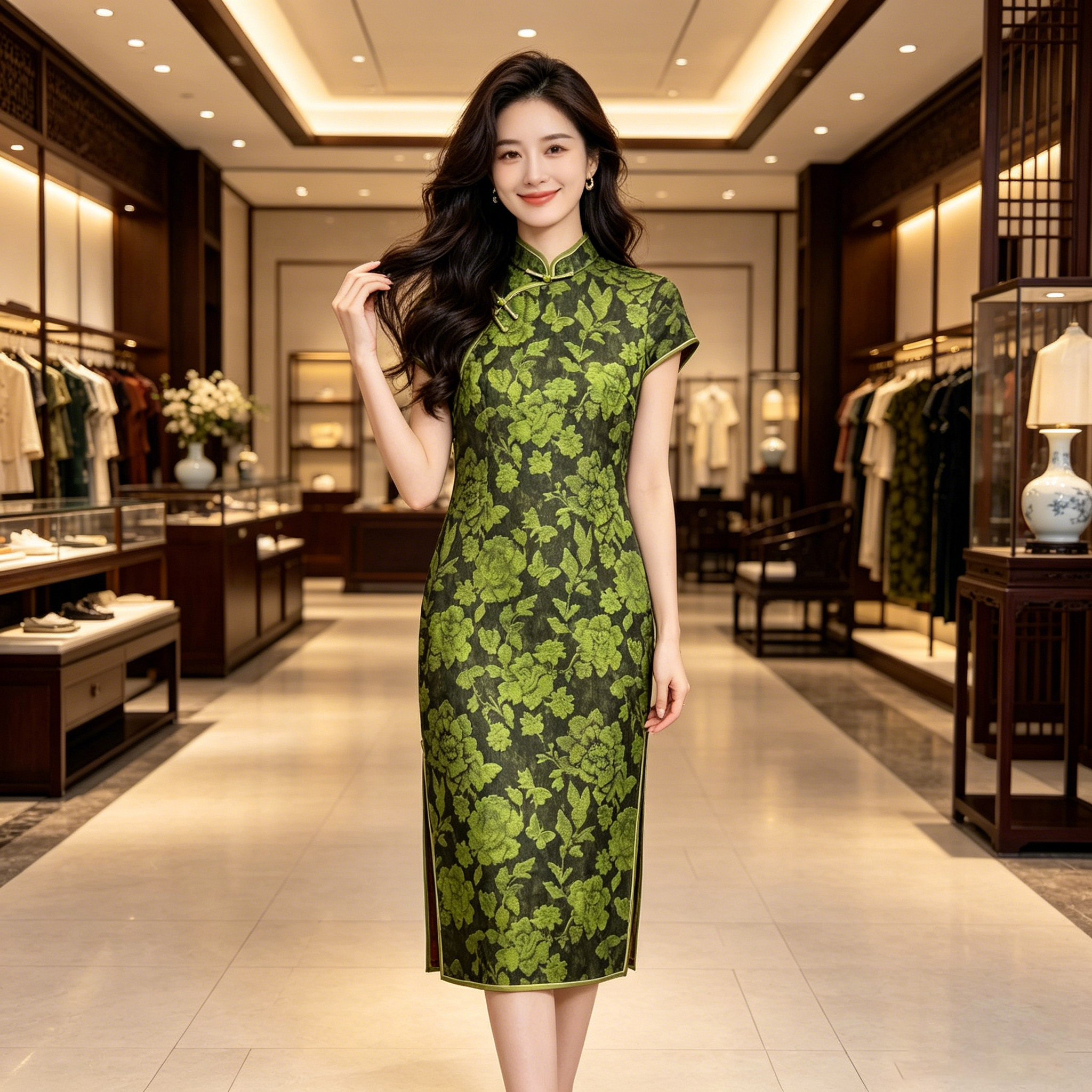 香薇姿新中式改良旗袍女夏短袖蝴蝶印花修身显瘦气质连衣裙民国风