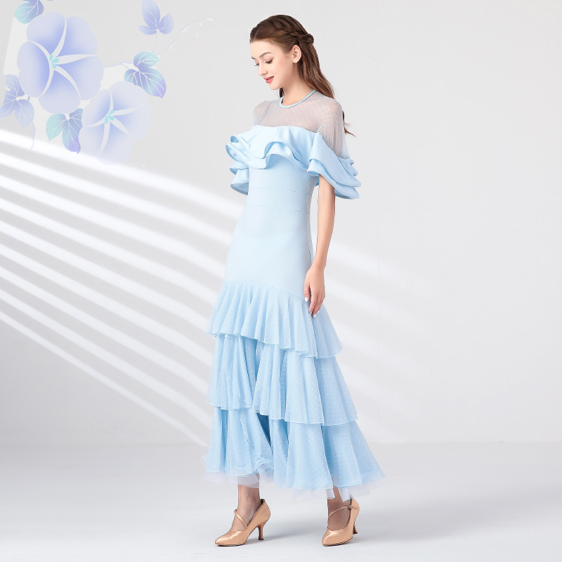 千层幻镜新款成人摩登舞连衣裙