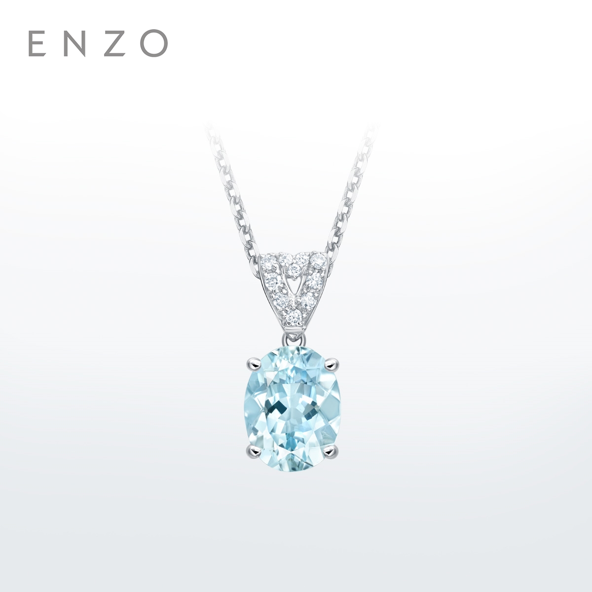 ENZO18K金海蓝宝钻石吊坠