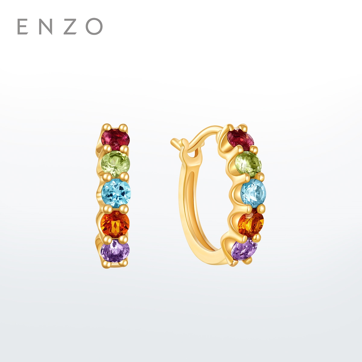 ENZO18K金多彩宝石耳环