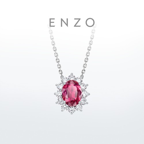 enzo18K金碧玺钻石吊坠