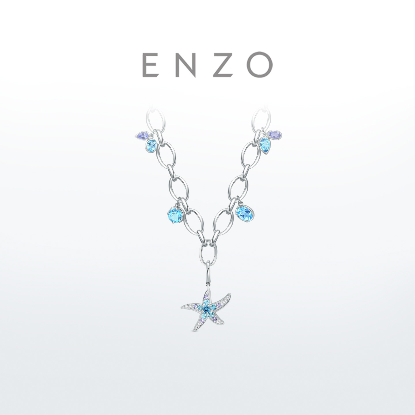 ENZO18K金多彩宝石钻石项链