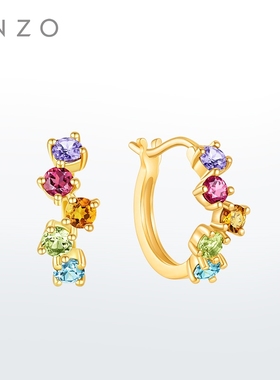 ENZO 18K金多彩宝石耳环女EZV8891新春礼物