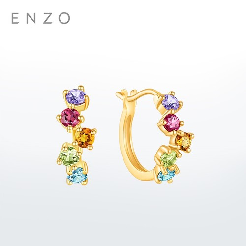 enzo18K金多彩宝石耳环