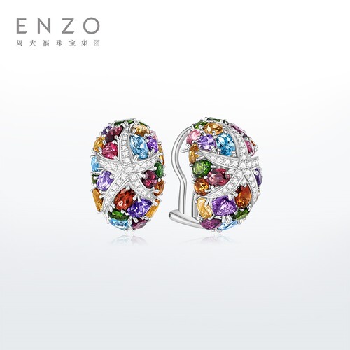 ENZO18K金多彩宝石钻石耳环