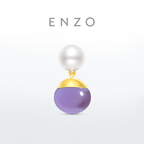 ENZO18K金海水珍珠紫晶耳钉