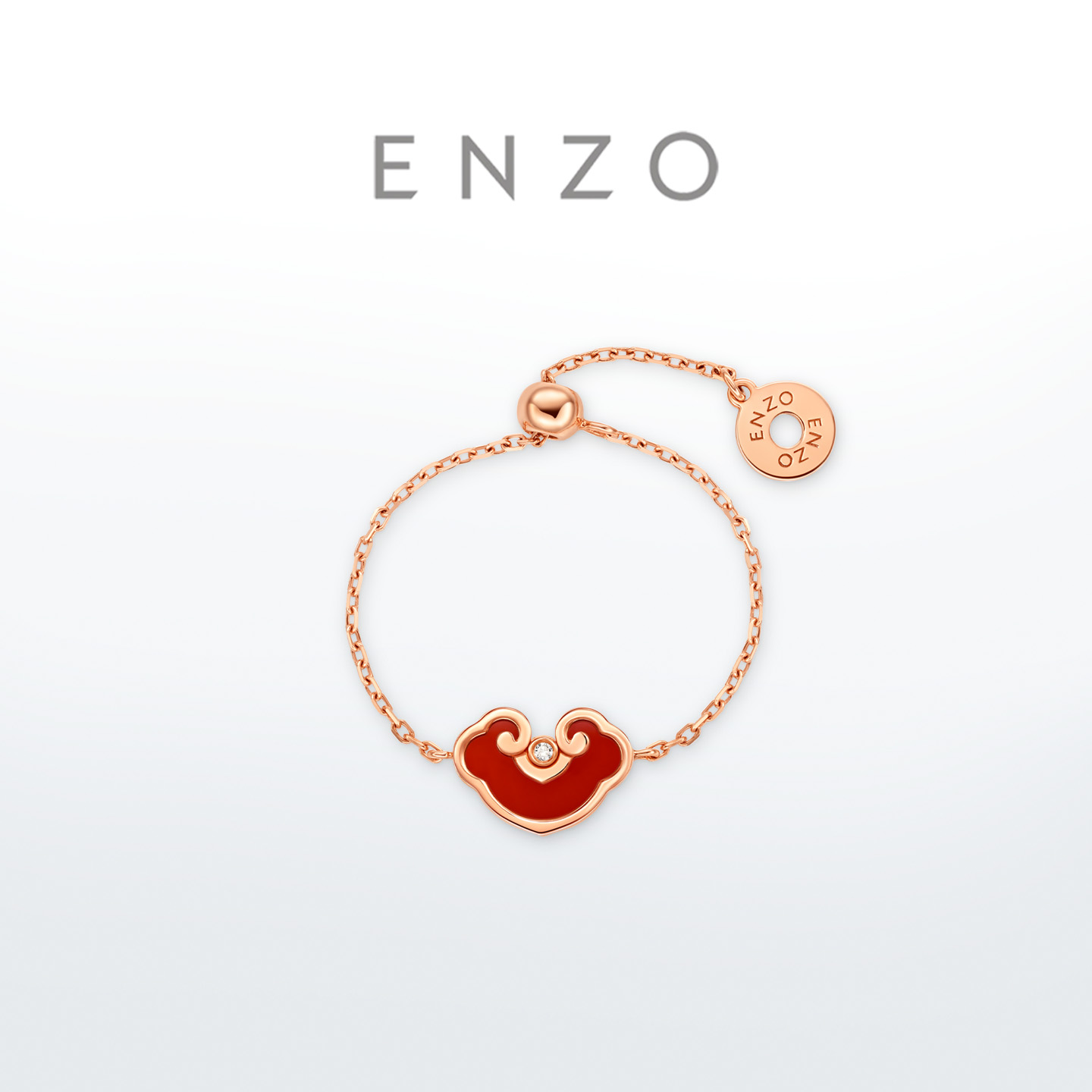 ENZO18K金红玉髓钻石链戒