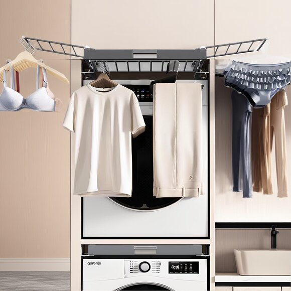 扩容洗衣机反弹阻尼晾衣架装面板