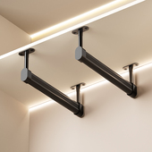 u型挂衣杆浅衣柜顶装 衣通纵向竖向挂杆整体橱柜内薄柜伸缩抽拉衣