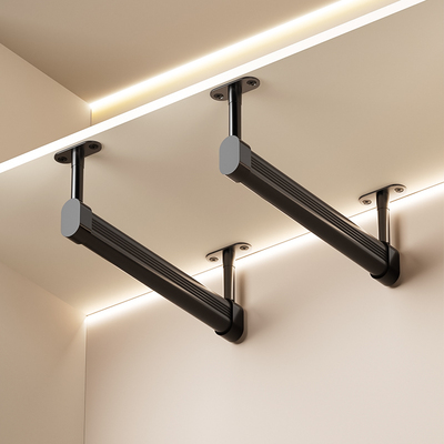 u型挂衣杆浅衣柜顶装衣通纵向竖向挂杆橱柜内薄柜伸缩抽拉衣架吊