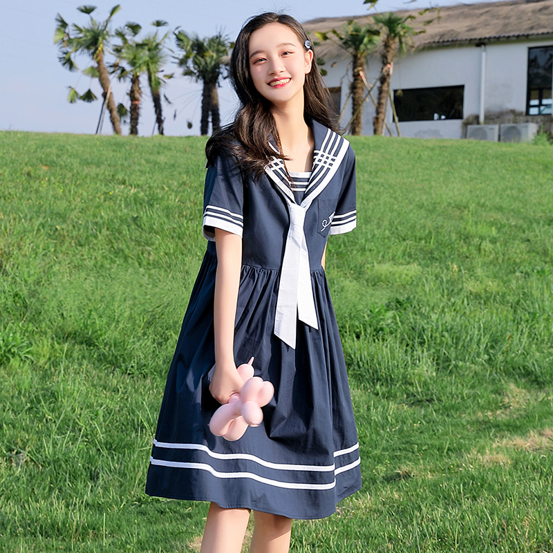 速发少连衣裙海军风院中高中初季学生学夏风小清新甜美韩版jk裙
