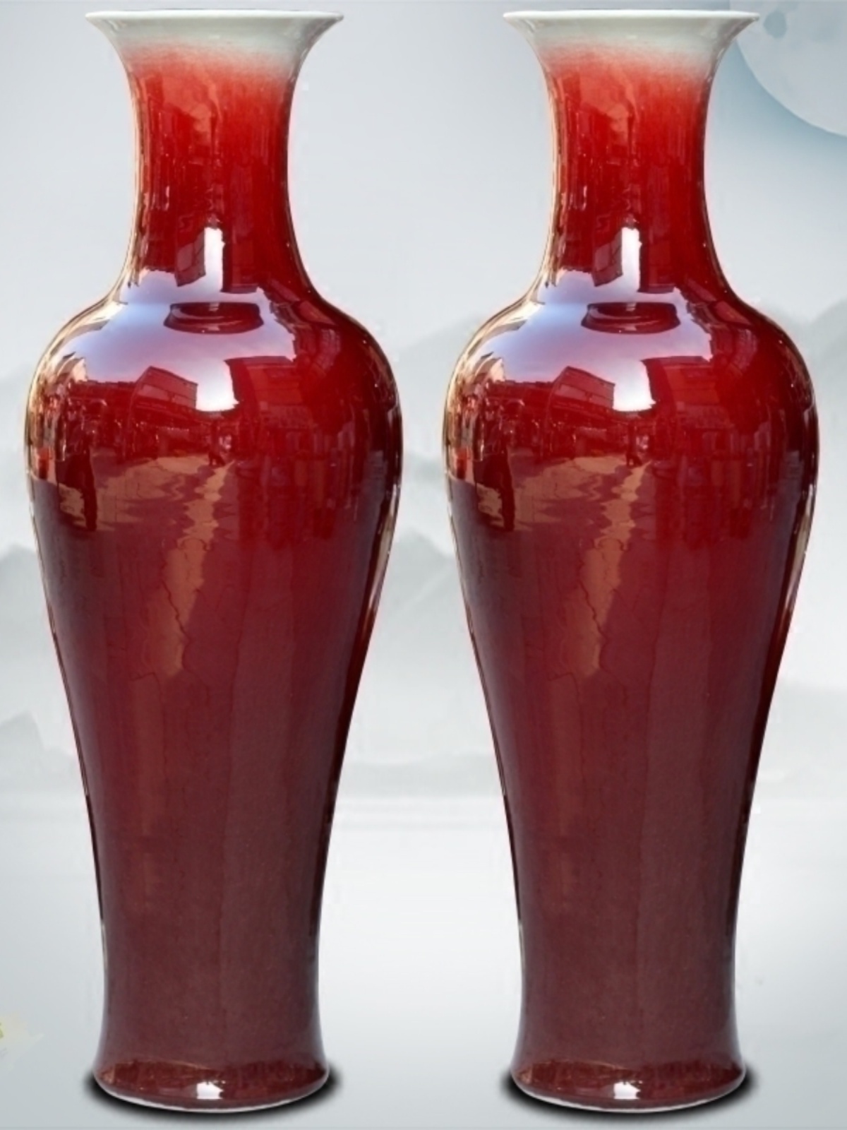 Jingdezhen ceramics kiln-changed crack Langhong floor-standing large vase home living room study classical decoration ornaments