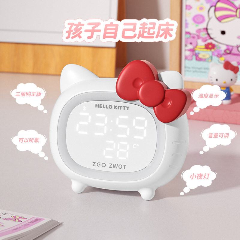ZHENGGANG SANRIO 블루투스 스피커 헬로 키티 어린이 스마트 알람 시계 LED 분위기 조명 다기능 KT 고양이 스피커