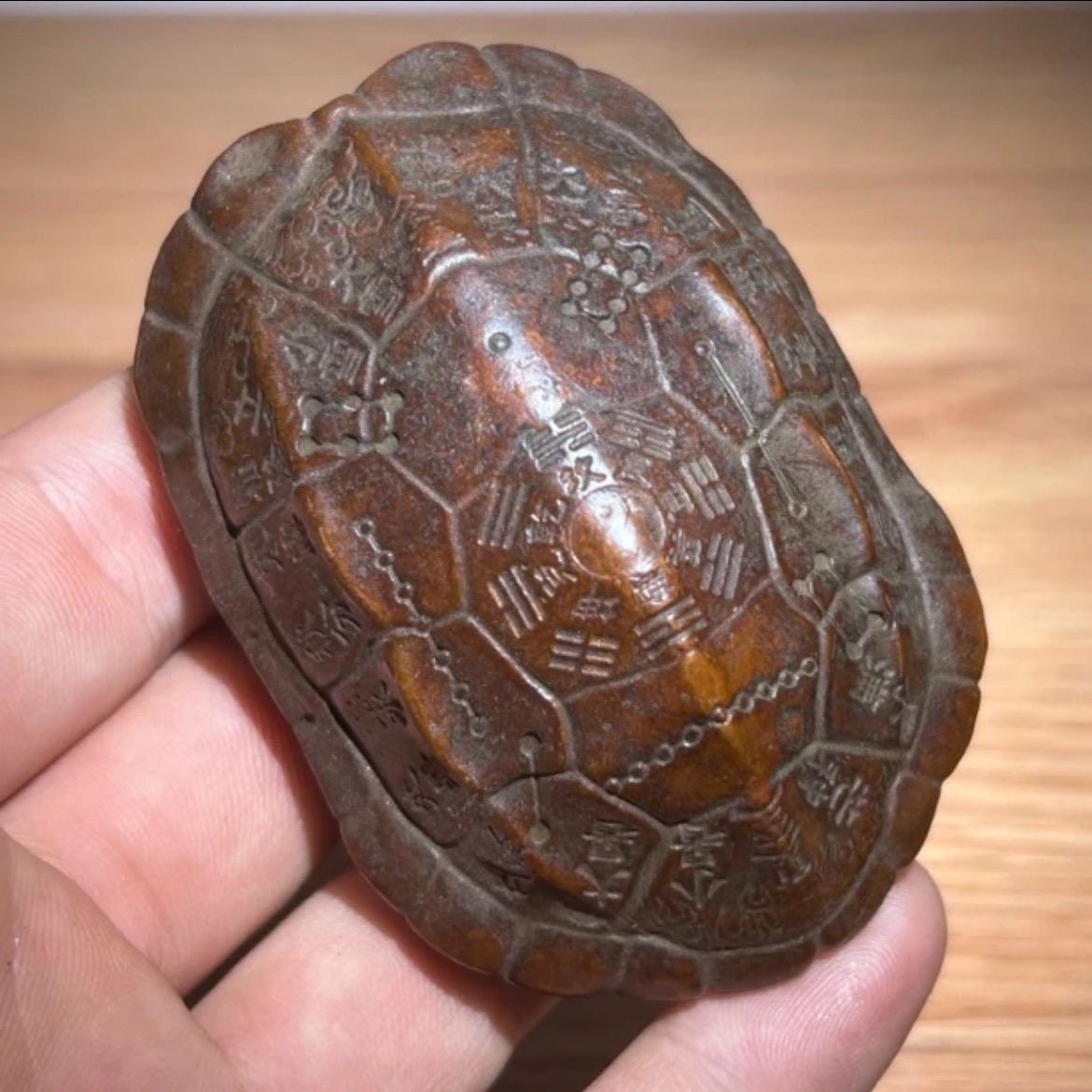 文玩包浆铜龟壳龟甲乌龟手把件招财富甲一方草龟六爻盘玩摇卦摆件