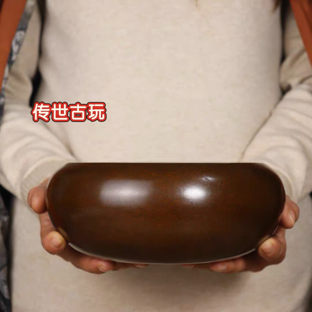 纯铜大号茶洗铜钵仿古禅意茶道茶具配件建水笔洗复古水盂壶承摆件