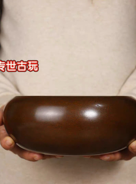 纯铜大号茶洗铜钵仿古禅意茶道茶具配件建水笔洗复古水盂壶承摆件