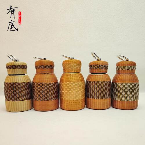 特色竹丝扣瓷高档不锈钢保温杯手工古风手工编织传统怀旧大小容量