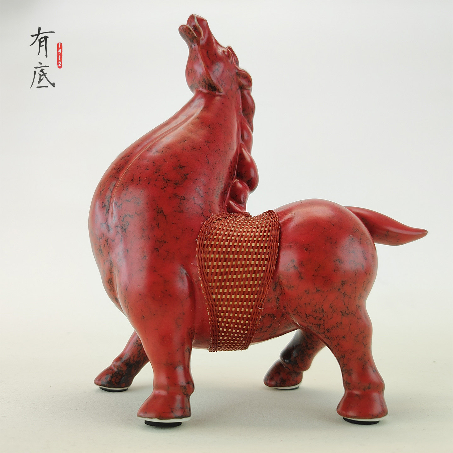中国特色手工艺竹编马瓷胎竹编摆件非遗手工马年礼品生日礼物