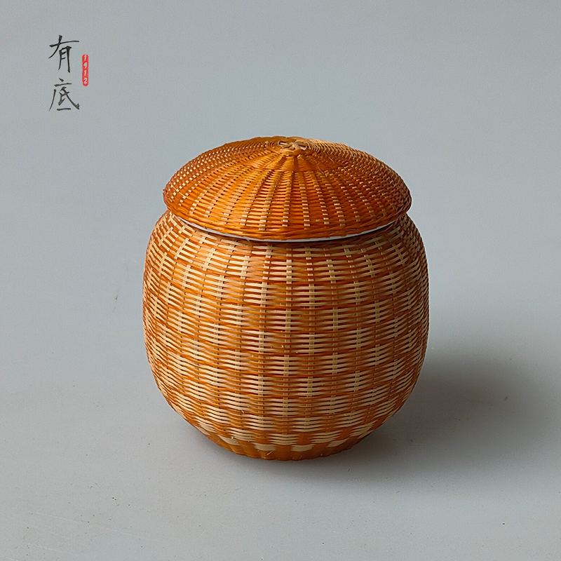 中国非遗竹丝扣瓷茶叶罐