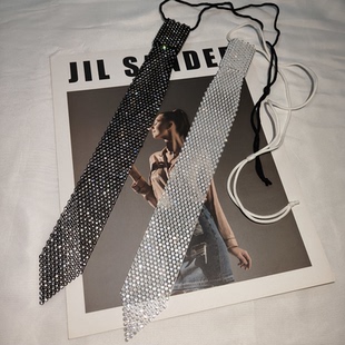 专柜品质超闪水钻领带女装饰时尚百搭可调节免打结长款领带配饰潮