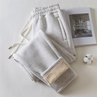 加长款羊羔绒直筒裤冬季厚款女士大高个福音休闲运动卫裤舒适百搭