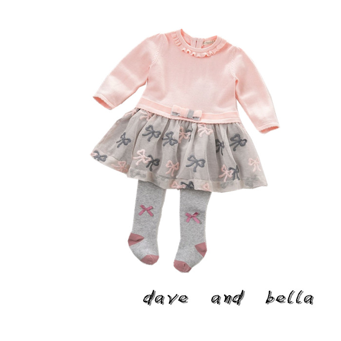 女童春季蝴蝶结绣花网纱裙